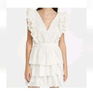 Anthropologie Love The Label Ecru Eyelet Ruffle Dress